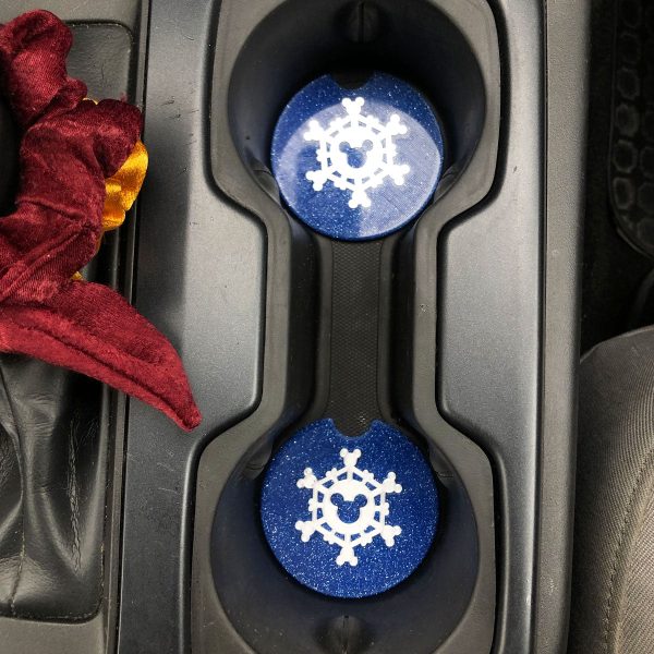 Snowflake Car Coasters - Set of 2 - CLEARANCE For Discount