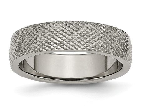 Titanium 6mm Crisscross Textured Standard Fit Band Cheap