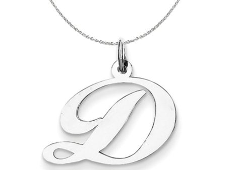 Silver, Ella Collection Medium Fancy Script Initial D Necklace Online now