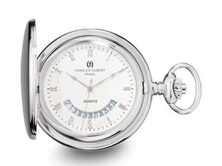 Charles Hubert Chrome-Finish White Dial Pocket Watch 47mm Online Hot Sale