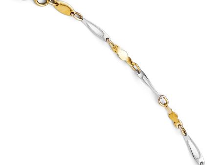 14k Two Tone Gold 3mm Polished Fancy Link Anklet, 10 Inch Online now