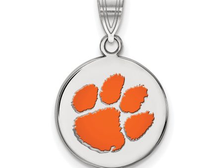 Sterling Silver Clemson U Medium Enamel Disc Pendant Hot on Sale