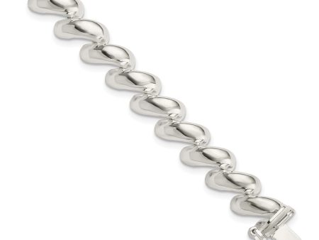 Sterling Silver 8mm Polished Hollow San Marco Chain Bracelet For Cheap