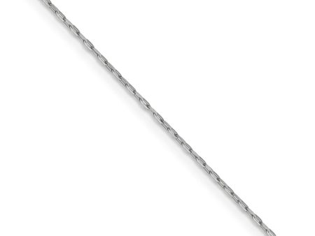 1mm 14k White Gold Diamond Cut Open Long Cable Necklace Chain For Sale