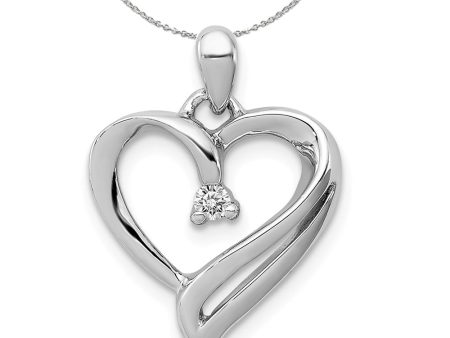 .05 Carat Diamond Scroll Heart Pendant in Sterling Silver Necklace Online Hot Sale