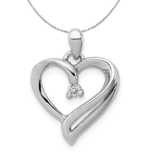 .05 Carat Diamond Scroll Heart Pendant in Sterling Silver Necklace Online Hot Sale