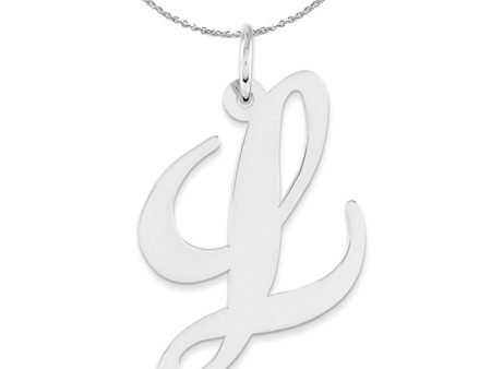 Sterling Silver, Ella Collection, LG Fancy Script Initial L Necklace Discount