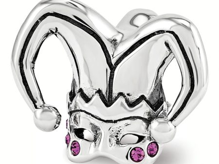 Jester Mask Sterling Silver Bead Charm with Pink Crystals Fashion