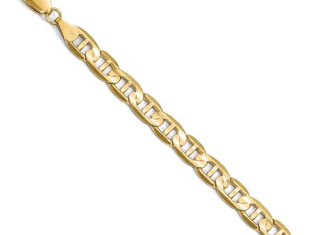 7mm 14k Yellow Gold Concave Anchor Chain Bracelet For Cheap