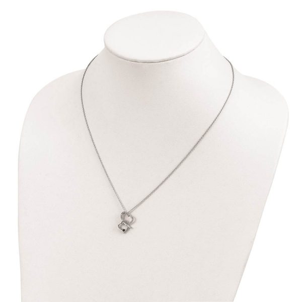 1 4 Ctw Black & White Diamond Double Heart Necklace in Sterling Silver Online now