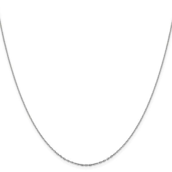 1mm 14k White Gold Diamond Cut Open Long Cable Necklace Chain For Sale