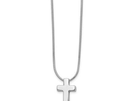 .01 Ct. Diamond Cross & Snake Chain Necklace in Rhodium Plated Silver Online now