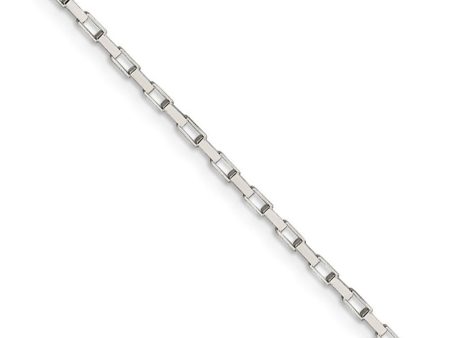 1.65mm Sterling Silver Open Elongated Solid Box Chain Necklace Online Sale