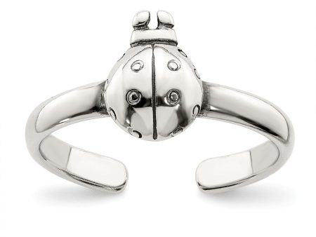 Antiqued Ladybug Toe Ring in Sterling Silver For Discount