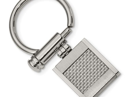 Men s Stainless Steel and Grey Carbon Fiber Key Chain For Discount