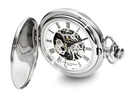 Charles Hubert Chrome-finish Stripe Design Pocket Watch on Sale