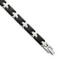 Men s Stainless Steel and Black Plated Cross Link Bracelet, 8.25 Inch Online now