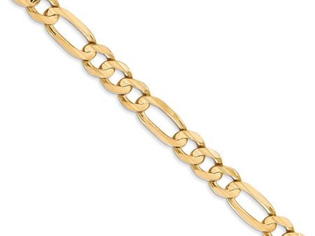 Men s 6mm 10K Yellow Gold Solid Concave Figaro Chain Necklace Discount