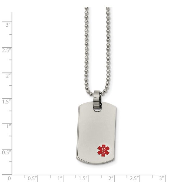 Stainless Steel Small Medical Dog Tag Necklace - 24 Inch For Discount