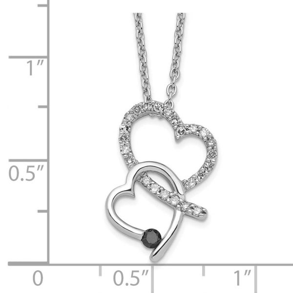 1 4 Ctw Black & White Diamond Double Heart Necklace in Sterling Silver Online now