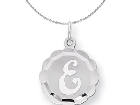 Silver, Sarah Collection 15mm Brocaded Disc Initial E Necklace For Discount