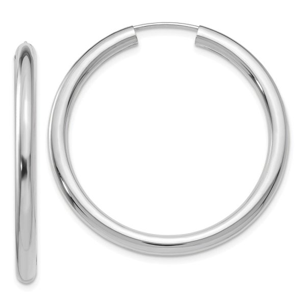 3mm x 35mm 14k White Gold Polished Endless Tube Hoop Earrings Cheap