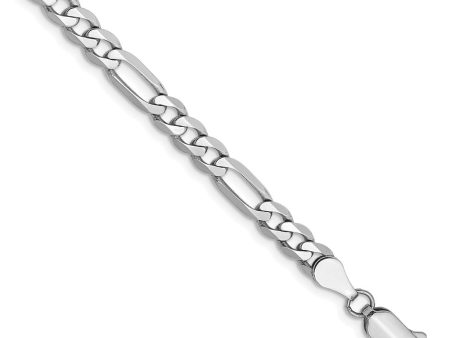 4.5mm, 14k White Gold, Flat Figaro Chain Bracelet Hot on Sale