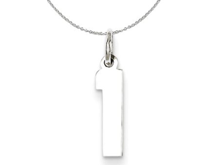 Sterling Silver, Athletic Collection Medium Polished Number 1 Necklace Sale