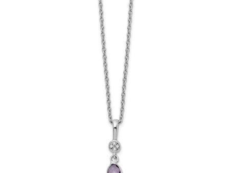 Oval Amethyst & Diamond Necklace in Rhodium Plated Silver, 18-20 Inch Online