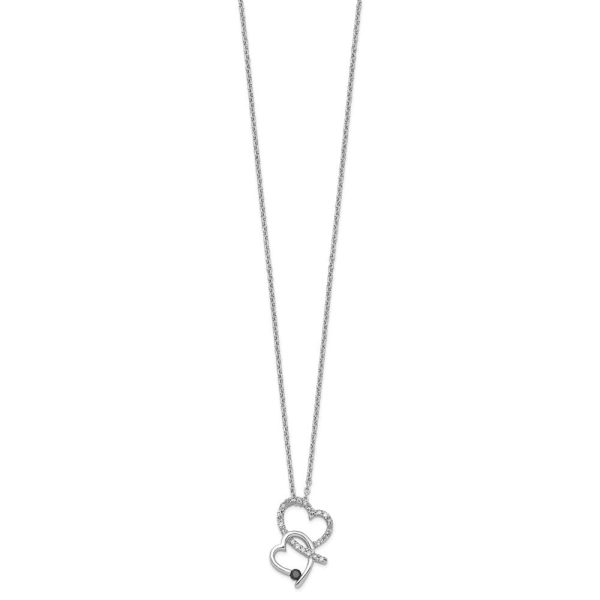 1 4 Ctw Black & White Diamond Double Heart Necklace in Sterling Silver Online now