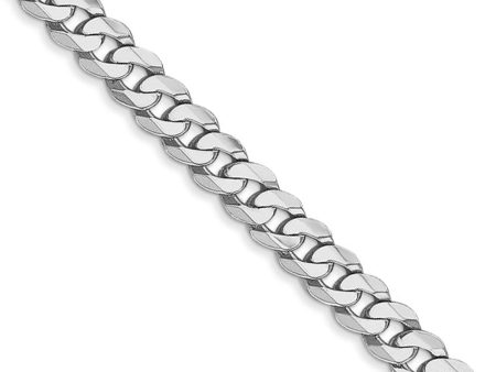 4.5mm 14k White Gold Beveled Solid Curb Chain Necklace Sale