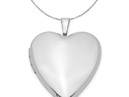 Sterling Silver 20mm Polished Heart Locket Necklace For Sale