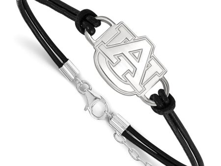 Sterling Silver Auburn University Small Leather Bracelet, 7 Inch Online now