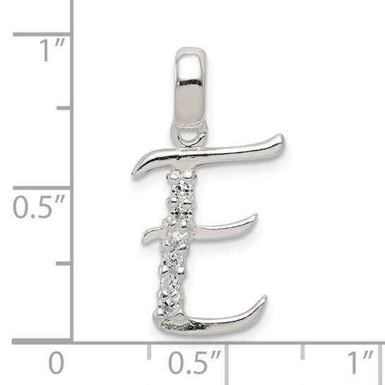 Sterling Silver and CZ, Lauren Collection, Initial E Necklace Online now