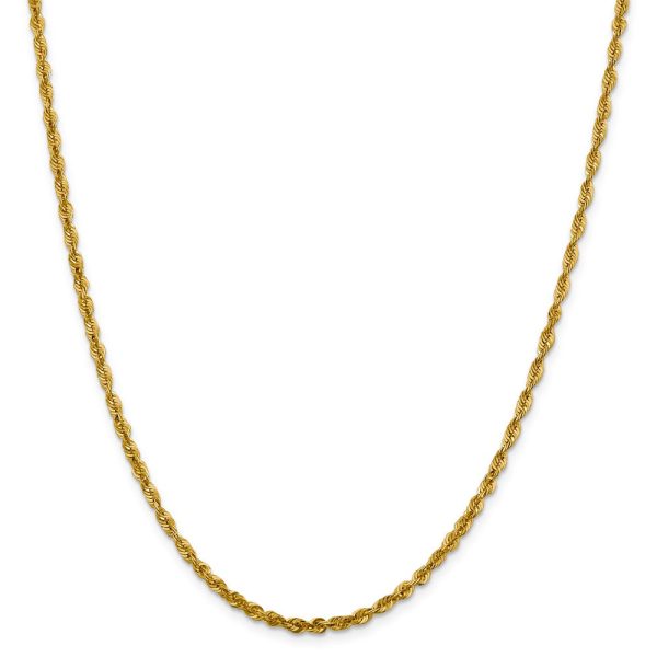 3mm 10k Yellow Gold Diamond Cut Hollow Rope Chain Necklace Hot on Sale