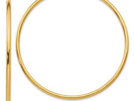 2mm x 55mm 14k Yellow Gold Polished Round Endless Hoop Earrings Supply