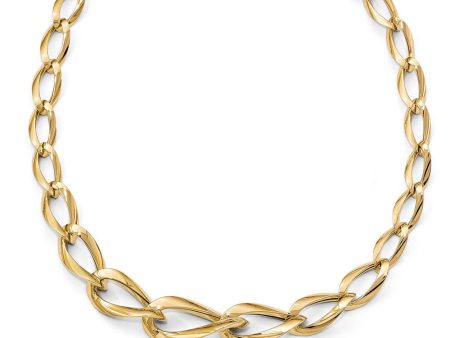 14k Yellow Gold Graduated Fancy Twisted Link Necklace, 17.5 Inch Online now