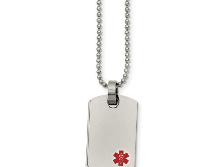 Stainless Steel Small Medical Dog Tag Necklace - 24 Inch For Discount