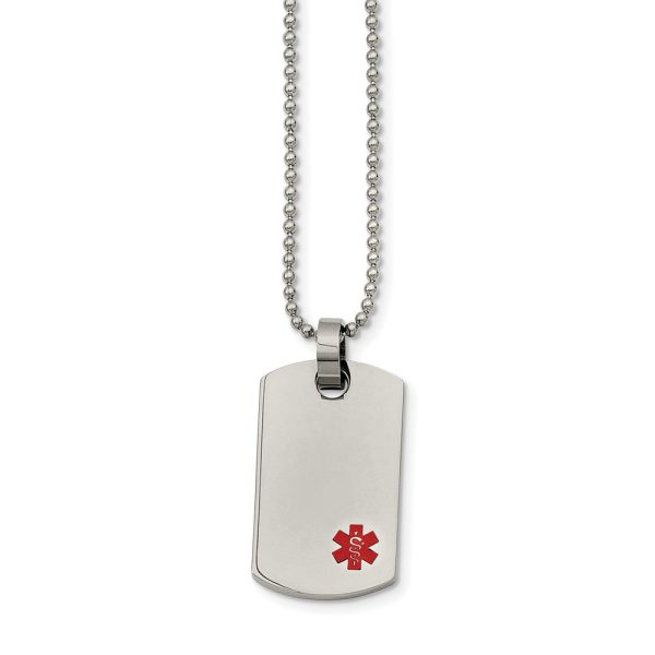 Stainless Steel Small Medical Dog Tag Necklace - 24 Inch For Discount