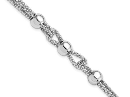 Sterling Silver Adjustable Four Strand Beaded Bracelet, 7.5-8.5 in Hot on Sale