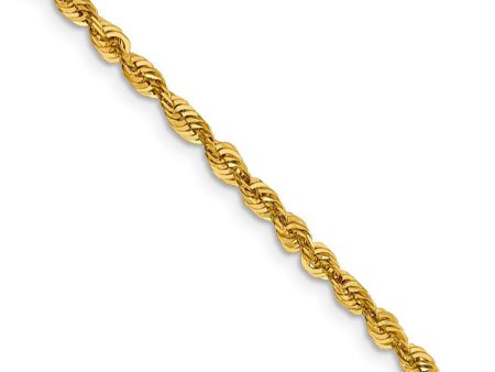 3mm 10k Yellow Gold Diamond Cut Hollow Rope Chain Necklace Hot on Sale