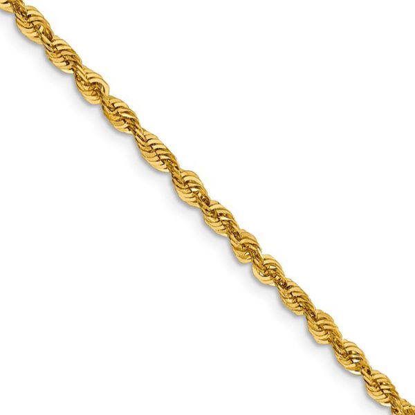 3mm 10k Yellow Gold Diamond Cut Hollow Rope Chain Necklace Hot on Sale