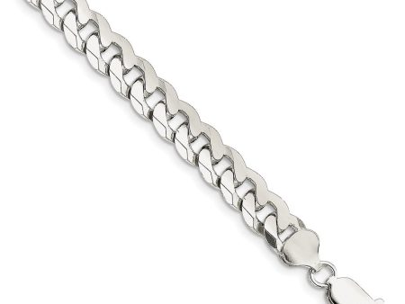 Men s 8.5mm Sterling Silver Solid Beveled Curb Chain Bracelet Supply