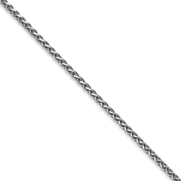 1.8mm 14k White Gold Solid Diamond Cut Spiga Chain Necklace Online Hot Sale