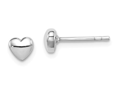 5mm Polished 3D Heart Post Earrings in Sterling Silver Online Hot Sale