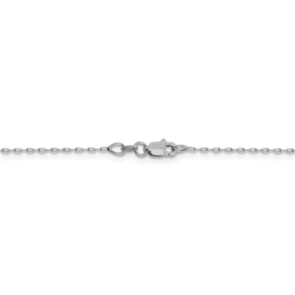 1mm 14k White Gold Diamond Cut Open Long Cable Necklace Chain For Sale