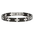 Men s Stainless Steel and Black Plated Cross Link Bracelet, 8.25 Inch Online now