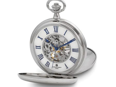 Charles Hubert Double Cover Striped w Shield Pocket Watch Discount