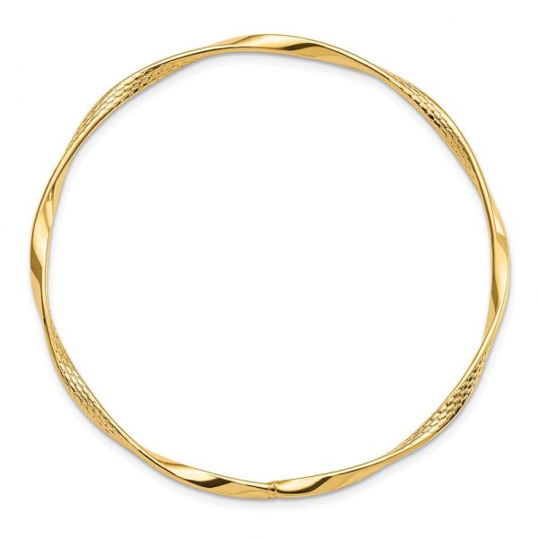 3mm 14k Yellow Gold Twisted Slip-on Bangle Bracelet Sale