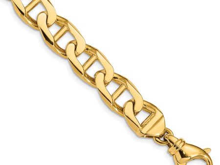 Men s 14k Yellow Gold, 11mm Anchor Link Chain Bracelet For Cheap